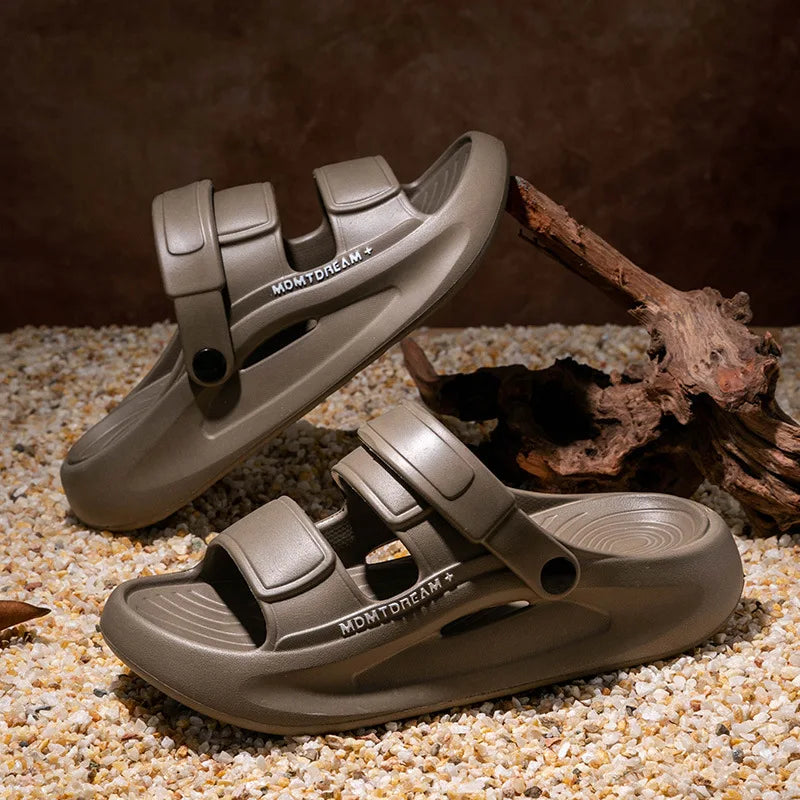 Men's Sport Slides with 5CM EVA Sole – Thick QuikFoam Beach Sandals