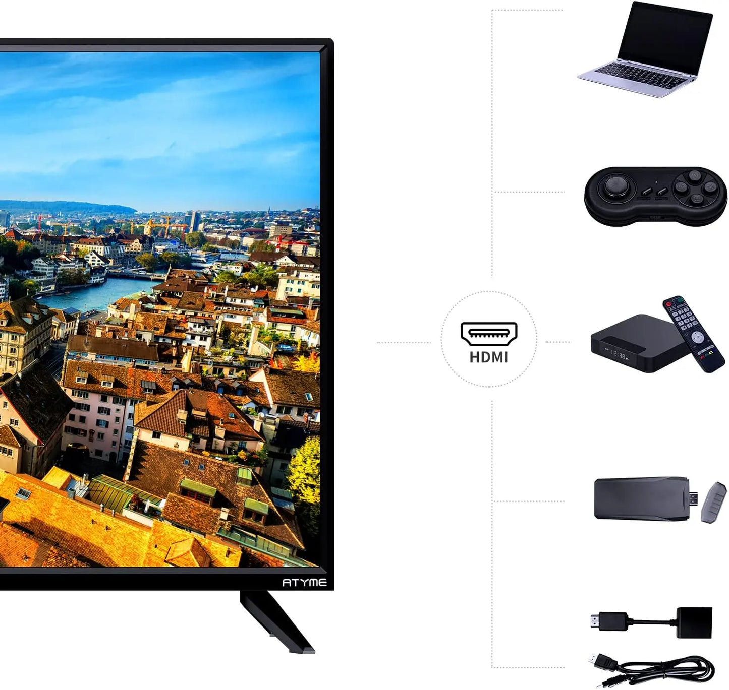 32-Inch 720p HD LED TV - Flat Screen Monitor with HDMI & USB