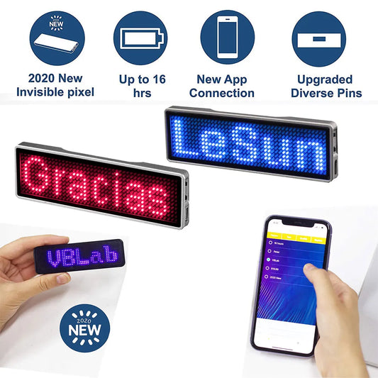 Bluetooth LED Name Badge – Programmable Scrolling Message Display