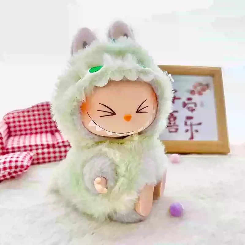 Labubu Dinosaur & Shark Plush Doll Set with Rubber Keychain