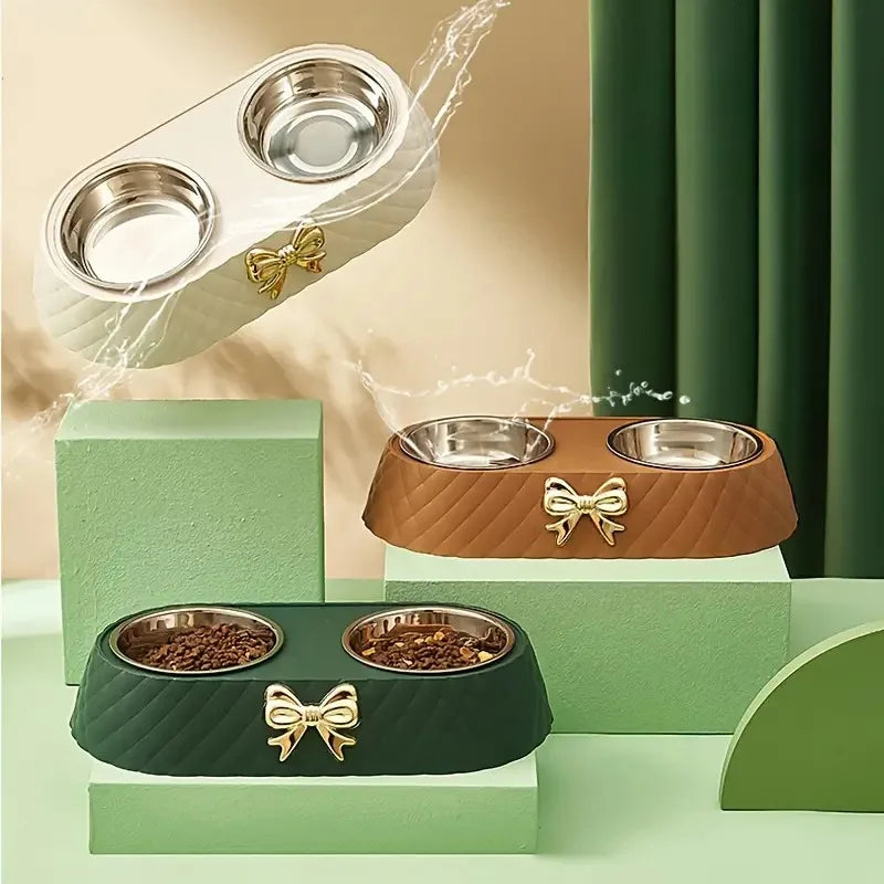 Double Pet Food and Water Bowl for Dogs and Cats Non-Slip Design