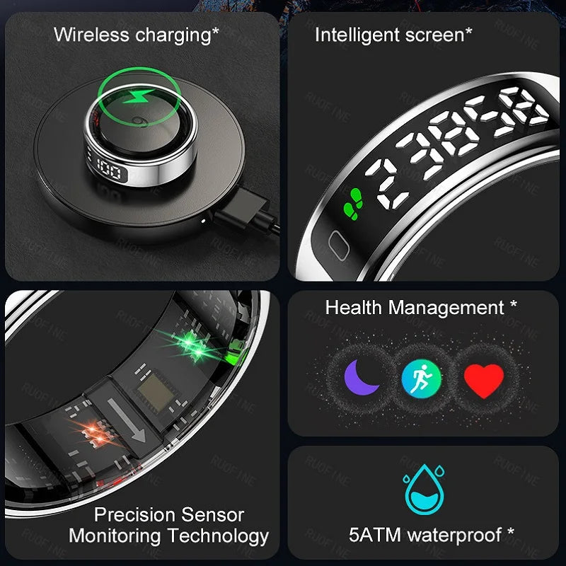 Qring R11 Smart LED Ring – Heart Rate & Oxygen Monitor in Stylish Stainless Steel