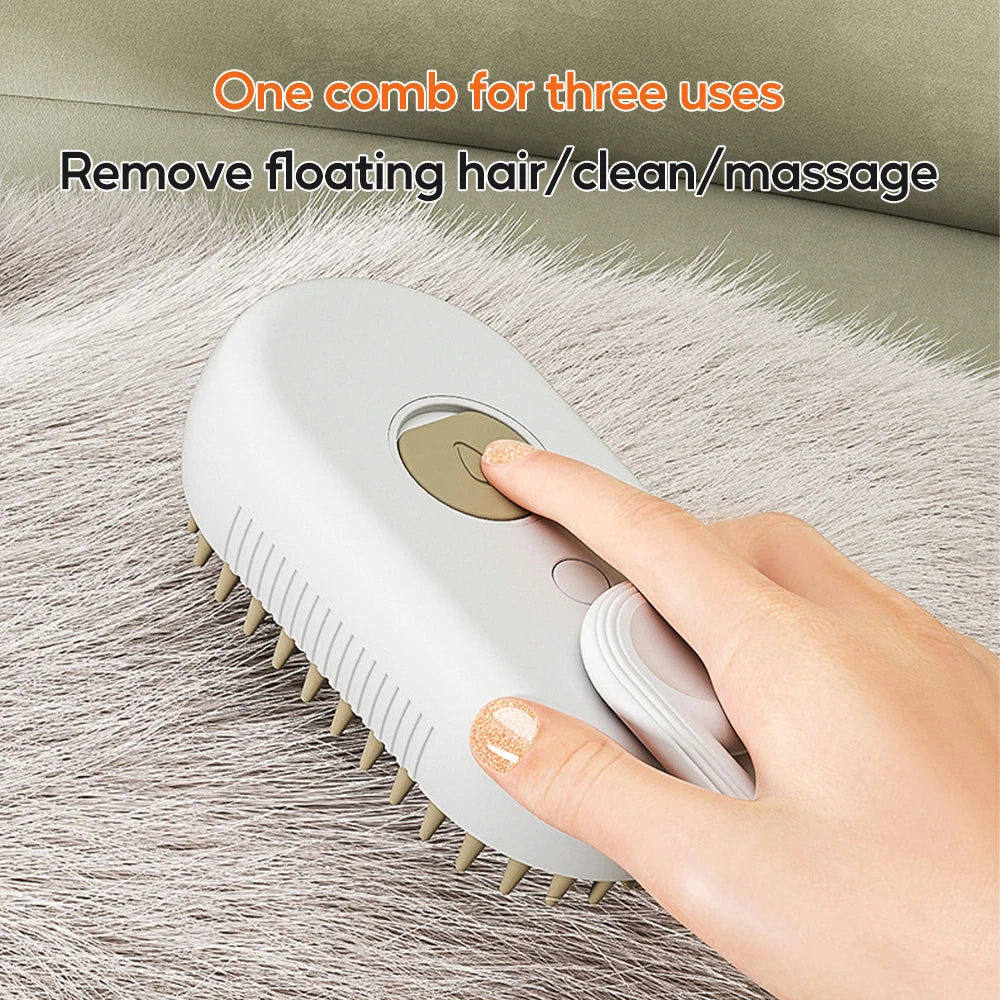 3-in-1 Electric Dog Grooming Brush with Spray & Hair Removal