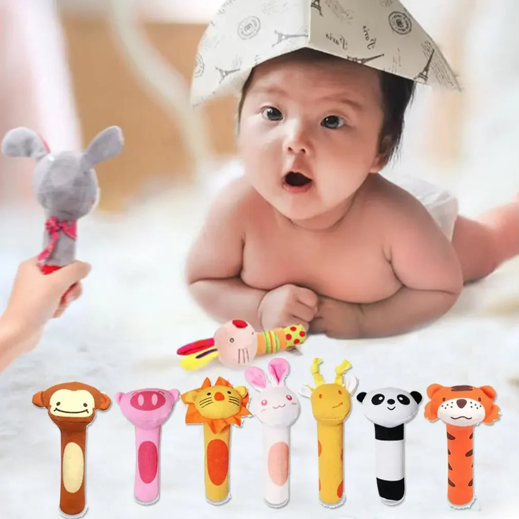 Cartoon Animal Hand Bell Rattle - Soft Plush Baby Rattle Toy
