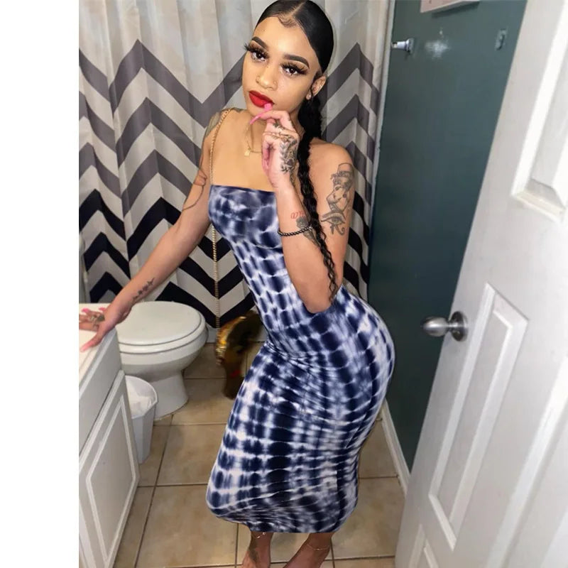 Sexy Slim Fit Printed Bandage Long Dress