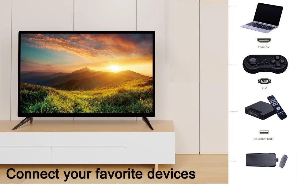 32-Inch 720p HD LED TV - Flat Screen Monitor with HDMI & USB