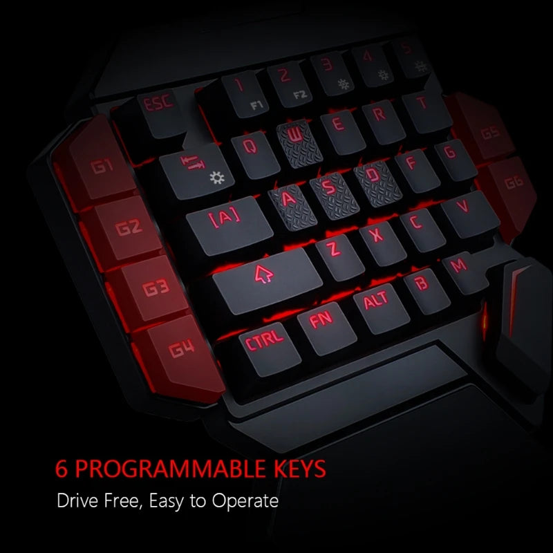 Ergonomic One-Handed RGB Gaming Keyboard – 35-Key USB Wired Mini Keypad