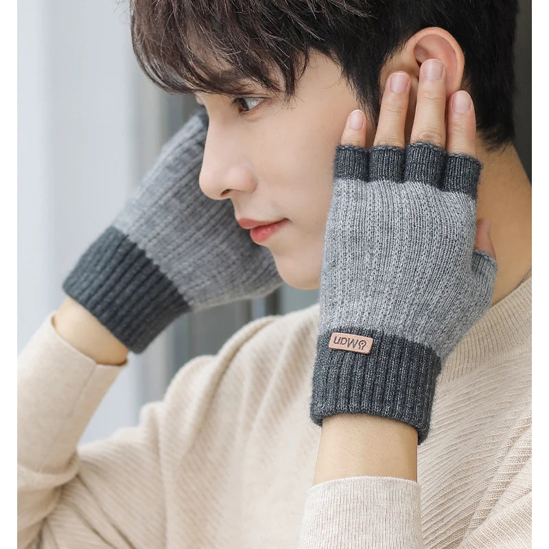 Men’s Winter Fingerless Knitted Gloves