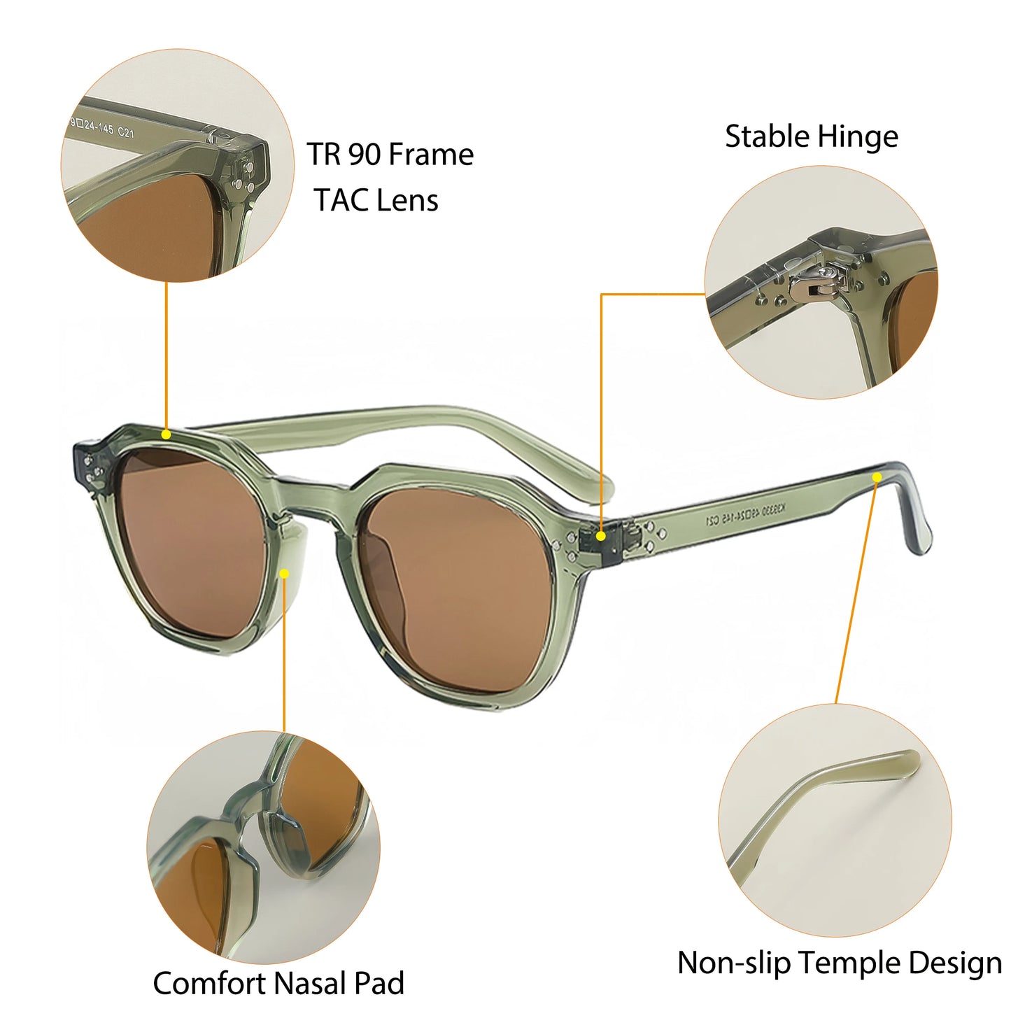 Retro Polarized Sunglasses for Men and Women with Ultralight TR90 Frame