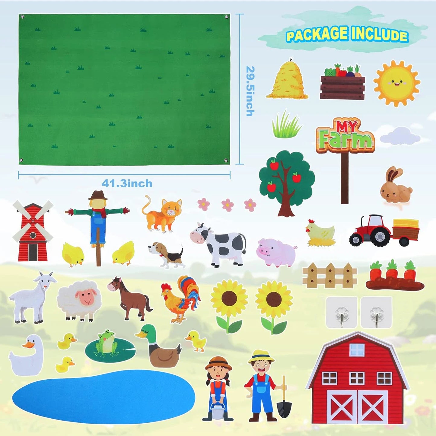 Felt Story Board Set Toy – Farm Animals Interactive Play Mat