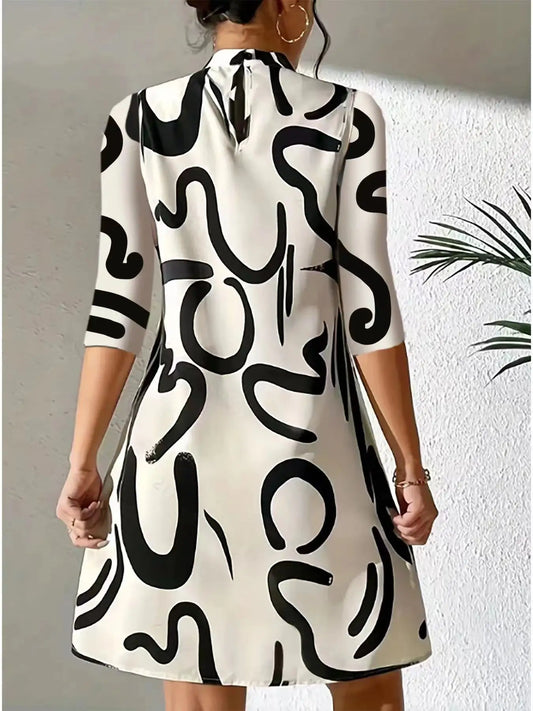 Long Sleeve Printed Mini Dress for Women