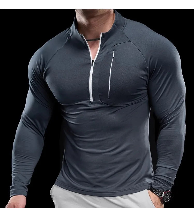 Men's Quick-Dry Long-Sleeve Gym T-Shirt