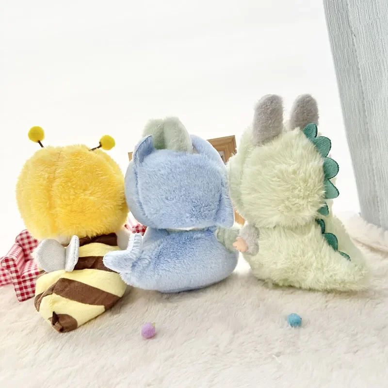 Labubu Dinosaur & Shark Plush Doll Set with Rubber Keychain