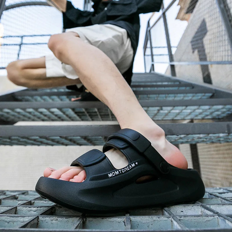 Men's Sport Slides with 5CM EVA Sole – Thick QuikFoam Beach Sandals