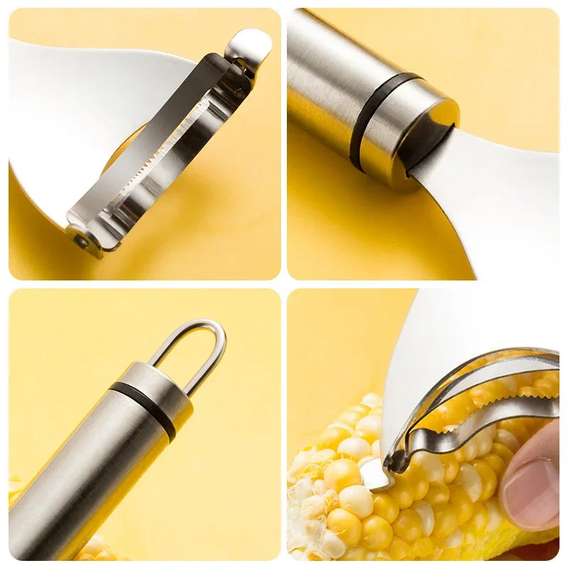 Stainless Steel Corn Peeler - Serrated Corn Stripper Cutter