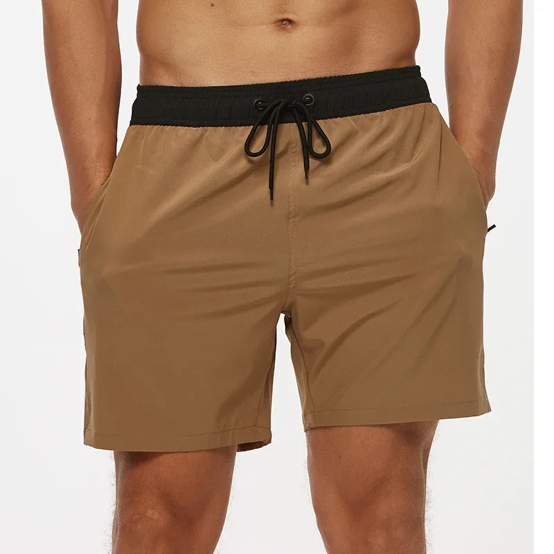 Men’s Quick Dry Swim Trunks with Zipper Pockets and Mesh Lining