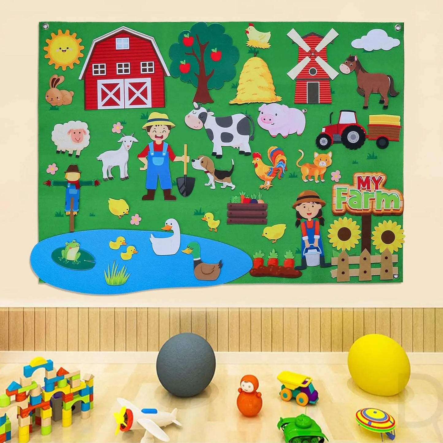 Felt Story Board Set Toy – Farm Animals Interactive Play Mat