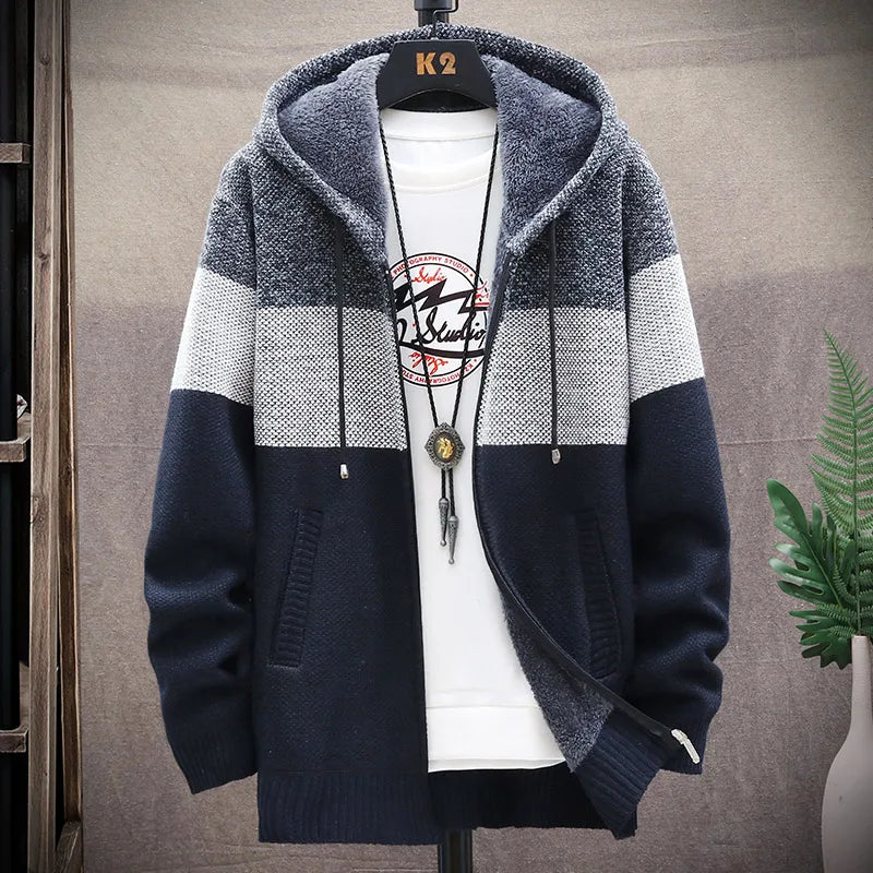 Luxury Men's Hooded Cardigan Sweater - Stylish & Functional