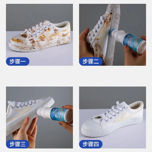 White Shoe Cleaner Foam for Stain Removal and Yellow Edge Whitening