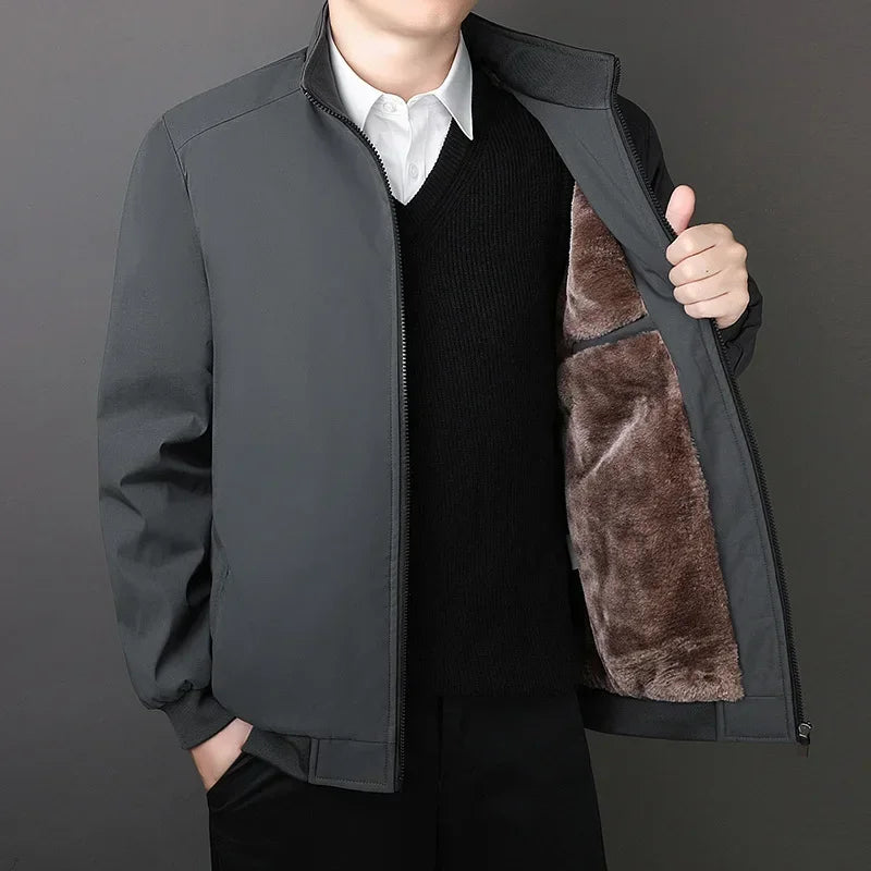 Plus Size Plush Thick Coat with Stand Collar