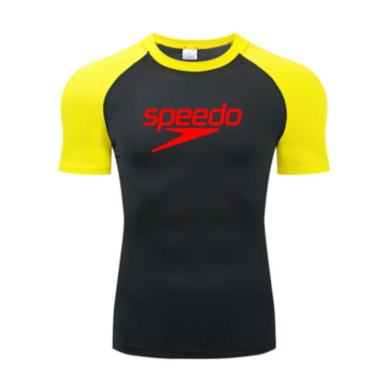 Men's UV Protection Surf Rash Guard Diving Suit Short Sleeve Swimwear