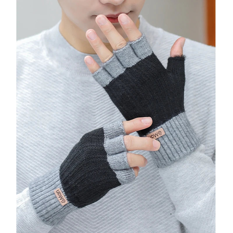 Men’s Winter Fingerless Knitted Gloves