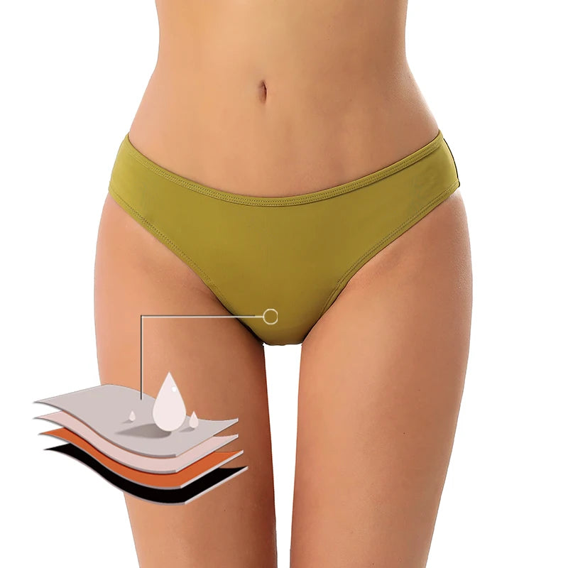 Women's Period Proof Swimwear Mid-Waist Bikini Leakproof Beach Bathing Suit
