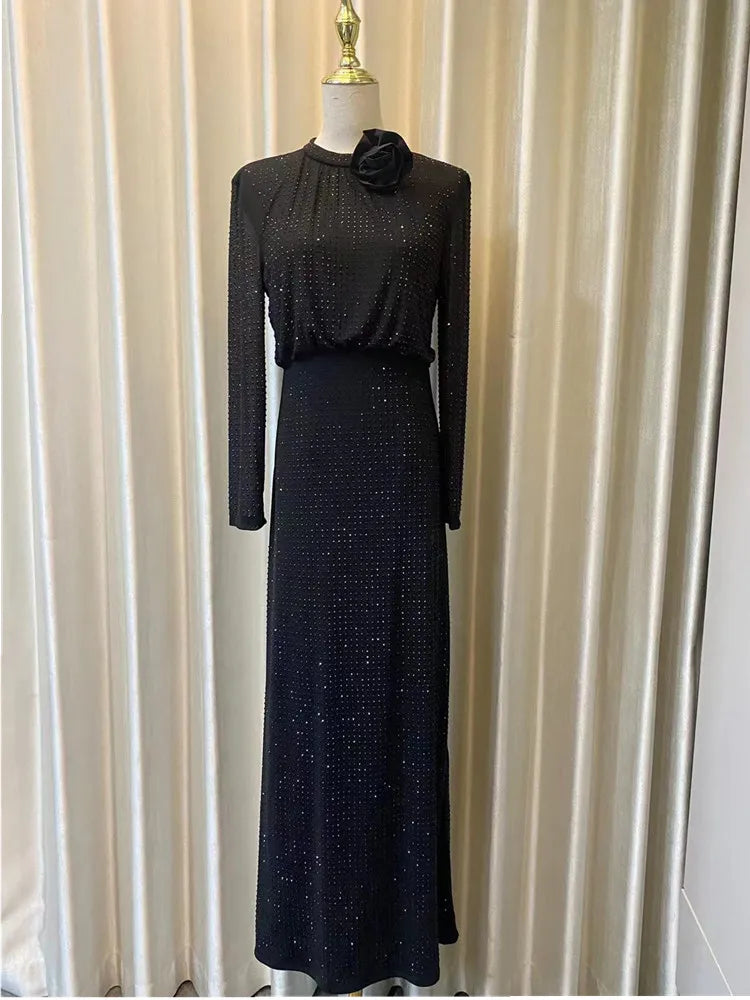 SMTHMA Luxury Rhinestone Party Dress for Women