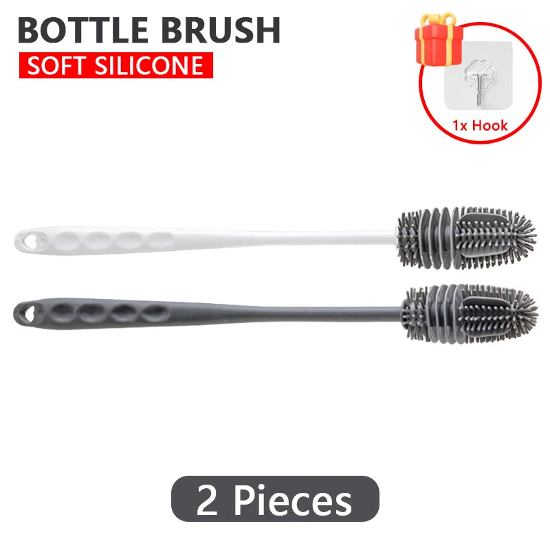 Silicone Baby Bottle Cleaning Brush Long Handle Cup Scrubber for Home Use