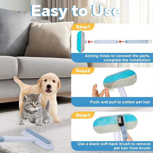 4-in-1 Long Handle Pet Hair Remover Brush for Dogs and Cats