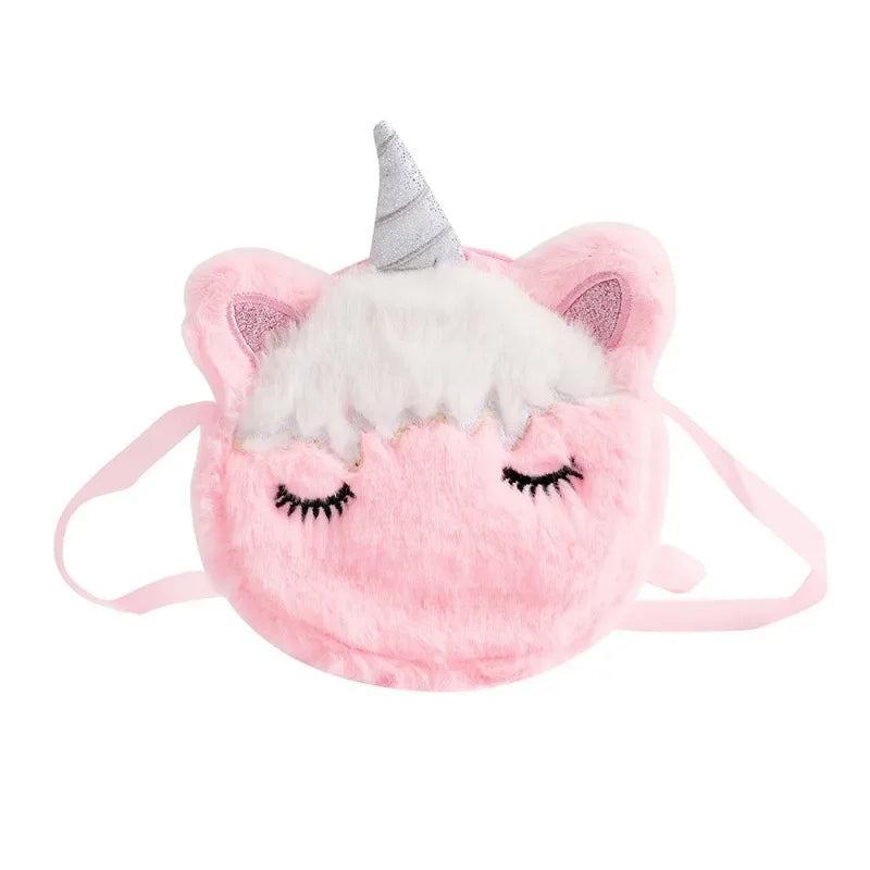 Cartoon Unicorn Plush Shoulder Bag for Toddler Girls