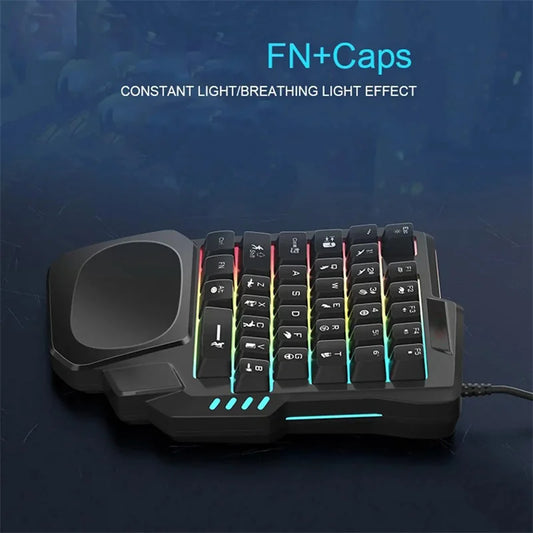 Ergonomic One-Handed RGB Gaming Keyboard – 35-Key USB Wired Mini Keypad