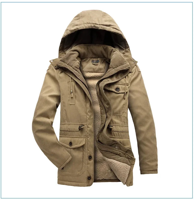 Thickened Multi-Pocket Mid-Length Casual Coat
