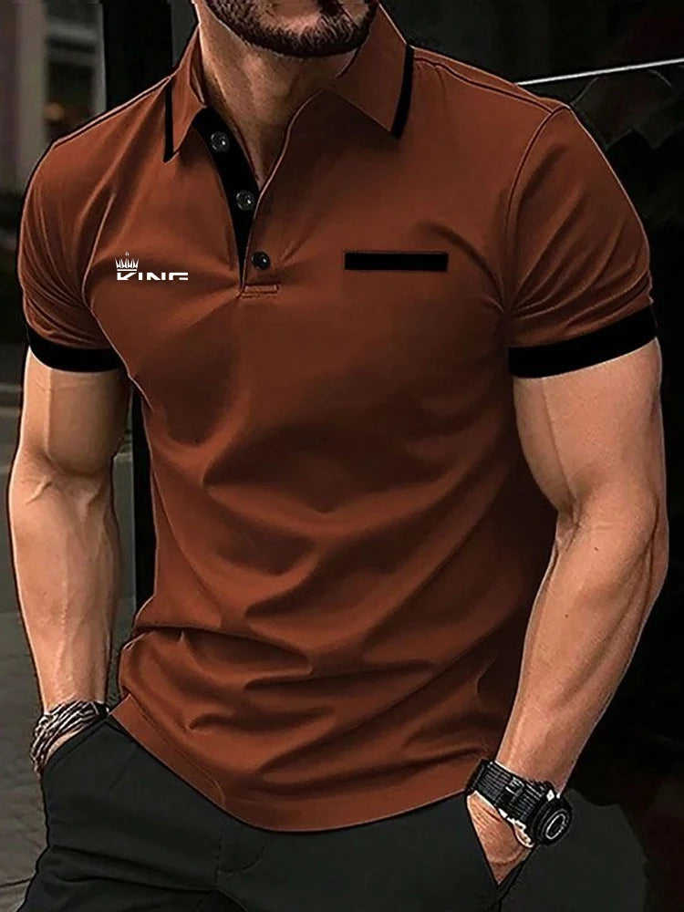 Men’s Color Block Polo Shirt – Casual Golf & Summer Sportswear