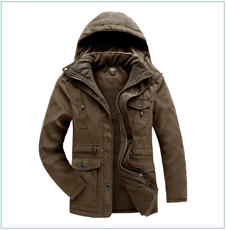 Thickened Multi-Pocket Mid-Length Casual Coat