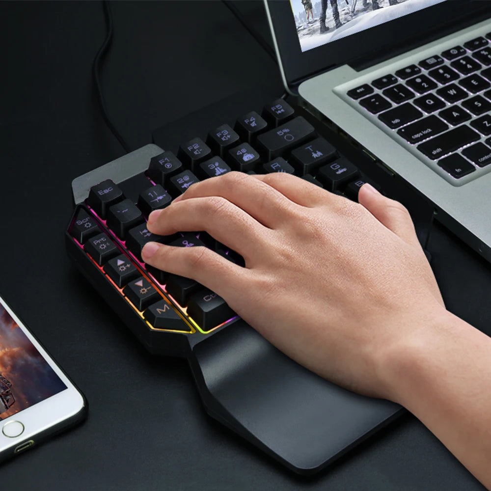RGB One-Handed 39-Key Gaming Keyboard with Ergonomic Design