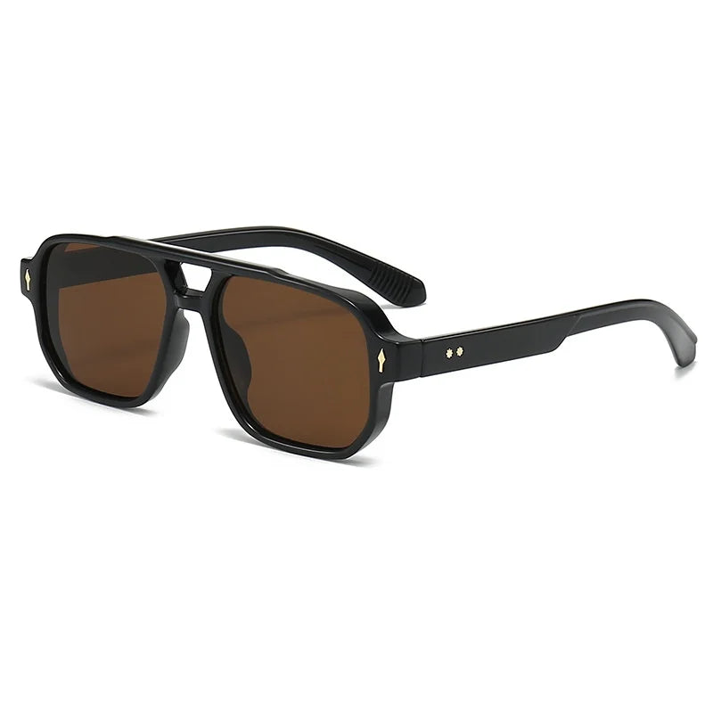 Retro Double Bridge Square Sunglasses for Men and Women