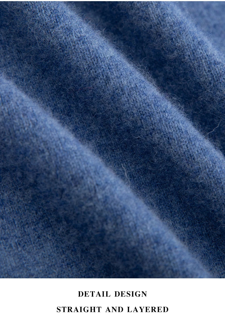 Pure Wool Men's Slim-Fit Round Neck O-Neck Cashmere Sweater