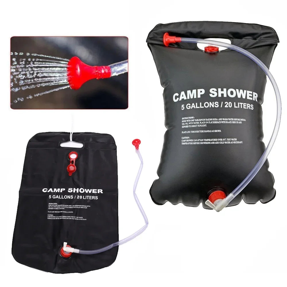 20L Solar Heated Camping Shower Bag for Outdoor Hiking and Travel