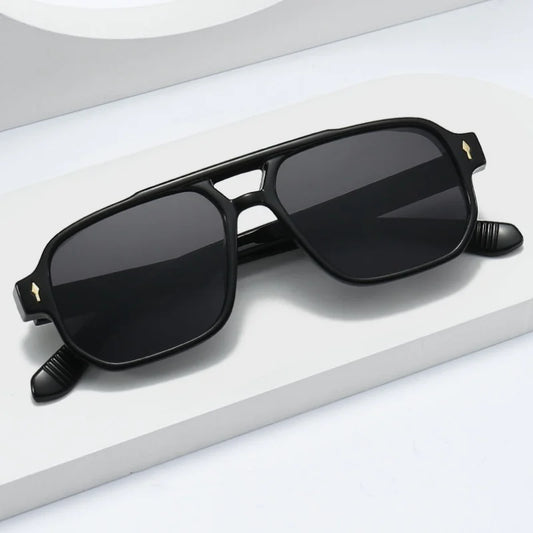 Retro Double Bridge Square Sunglasses for Men and Women