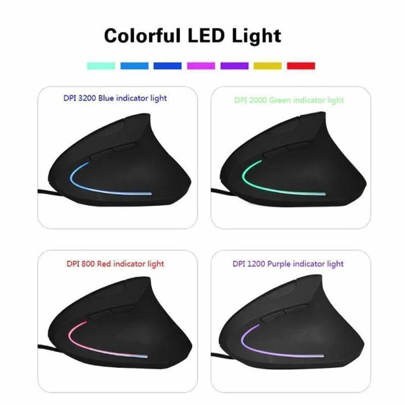 Ergonomic Right-Hand RGB Gaming Mouse - 3200 DPI, Optical, USB