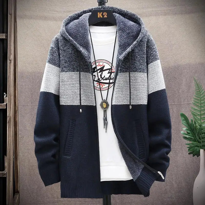 Luxury Men's Hooded Cardigan Sweater - Stylish & Functional