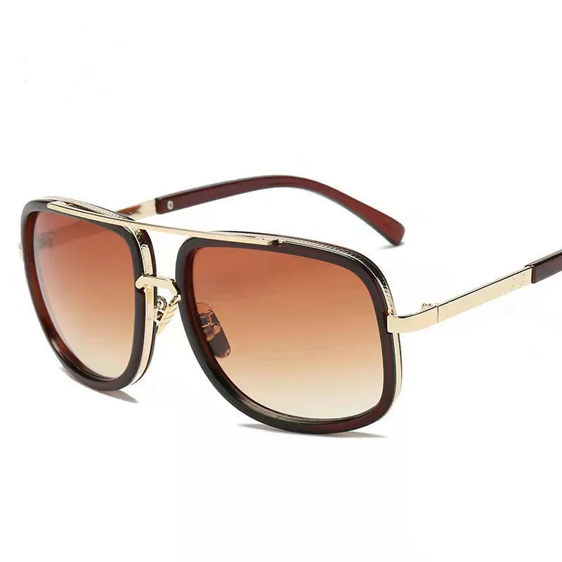 Men’s Vintage Pilot Sunglasses UV400 Gradient Brown Driving Glasses