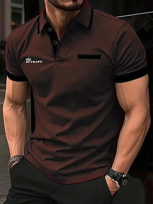 Men’s Color Block Polo Shirt – Casual Golf & Summer Sportswear