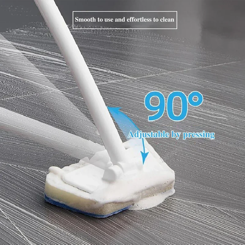 Long Handle Bathroom Wall Brush with Removable Sponge for Tile and Tub