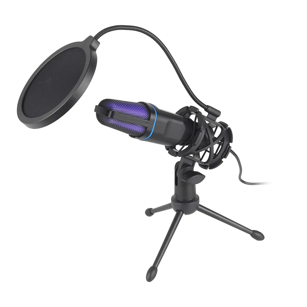 USB RGB Condenser Microphone – Pro Gaming & Studio Mic for PC & Laptop