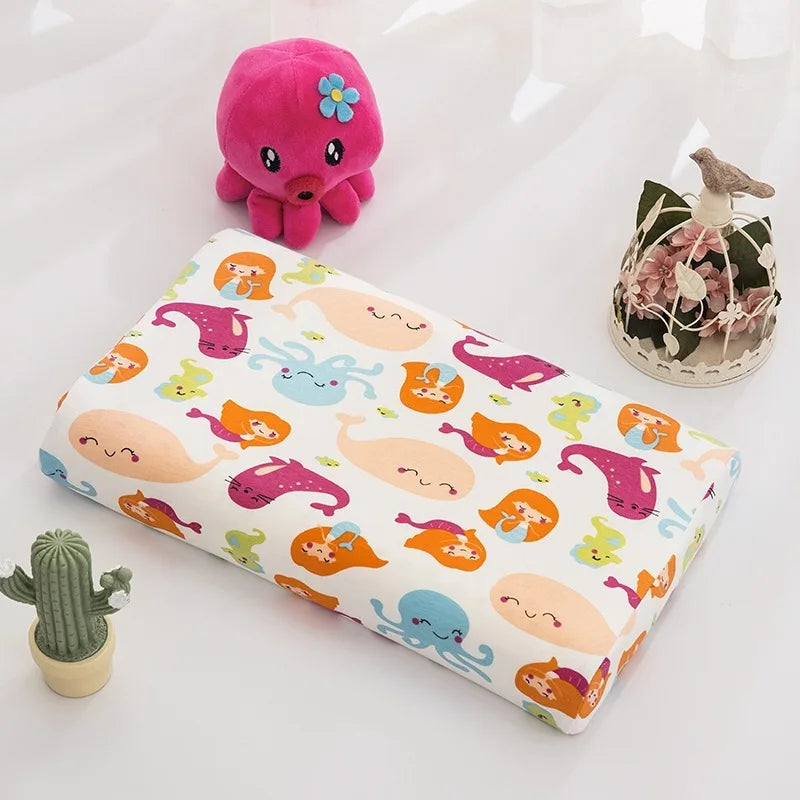 Kids Pure Cotton Latex Pillow with Neck Support for Kindergarten Use