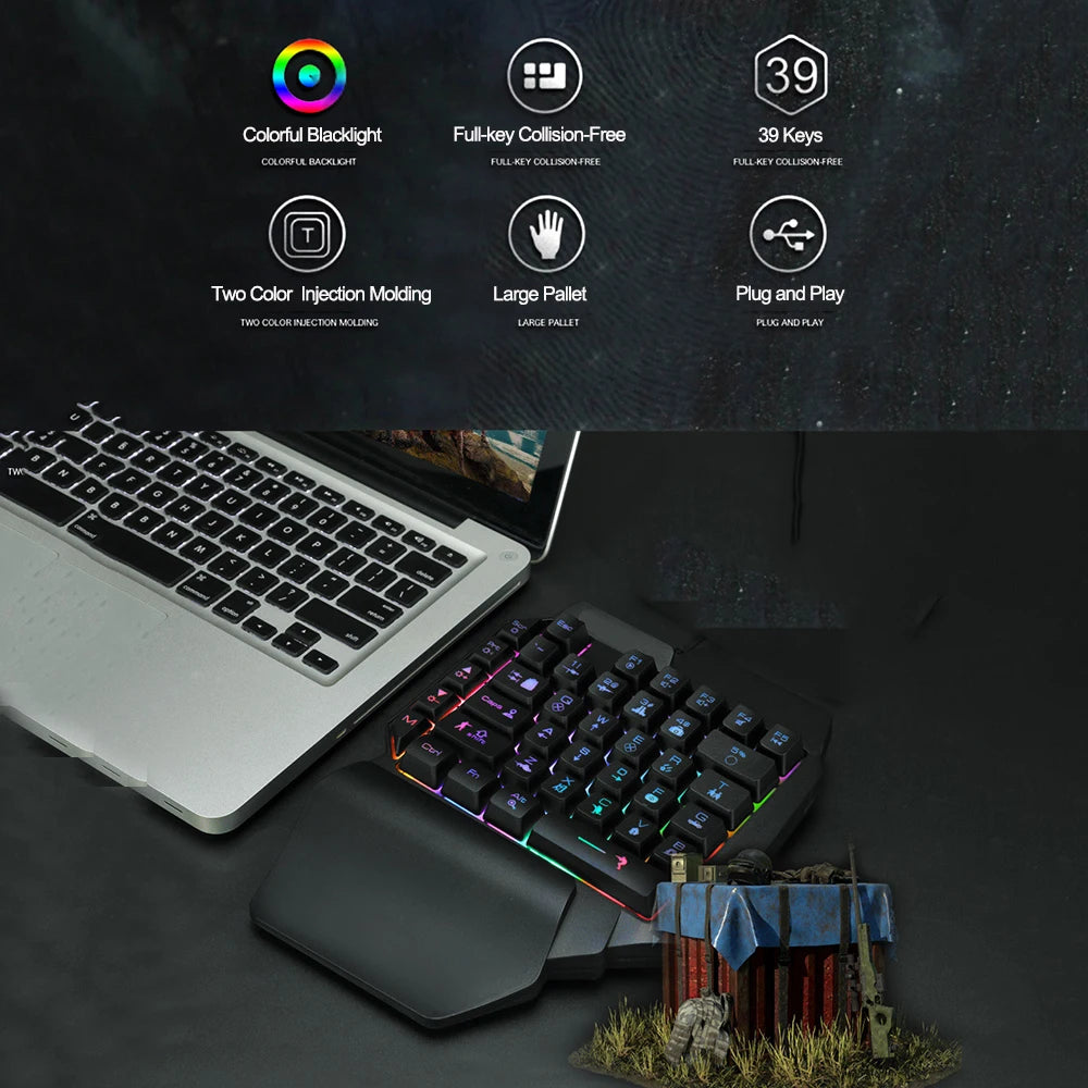 RGB One-Handed 39-Key Gaming Keyboard with Ergonomic Design