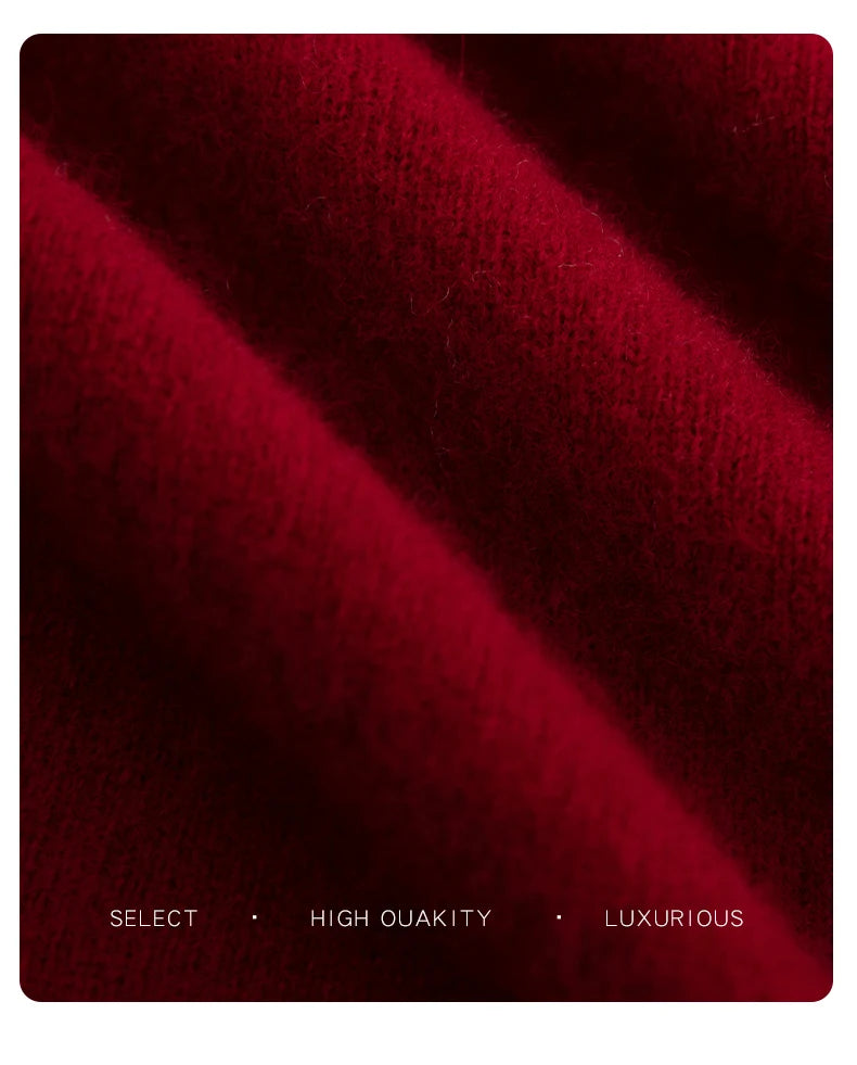 Pure Wool Men's Slim-Fit Round Neck O-Neck Cashmere Sweater