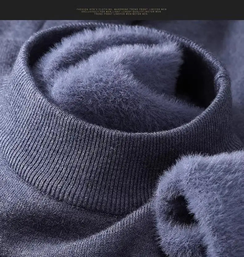 Plush Men's Knitted Turtleneck Sweater